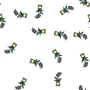 Flower in pot vector seamless pattern Stock Illustration