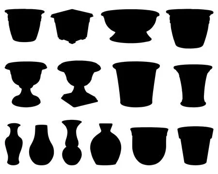 FLOWER POTS SILHOUETTE Stock Illustration