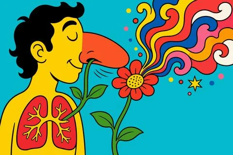 Flower Power Inhalation Stock Illustration