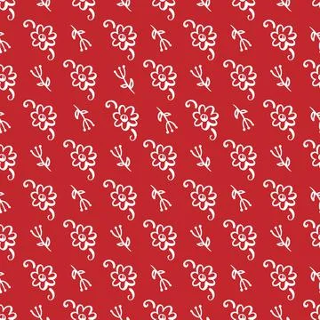 FLOWER PRINT Hand Drawn Seamless Pattern Vector Illustration Stock-Illustration