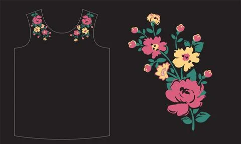 Flower print at the neck. Stock Illustration
