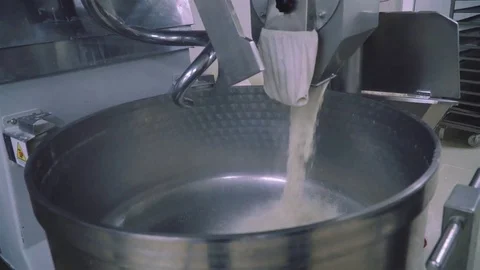 Flower pulling into kneading machine Stock Footage 73366512