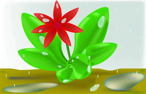Flower in the rain Stock Illustration
