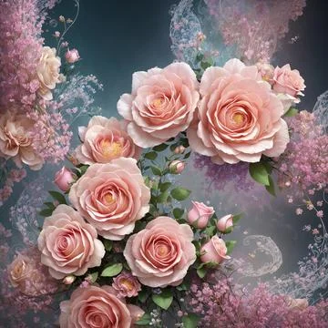 Flower realistic seamless abstract pattern. floral random background. moder.. Stock Photos