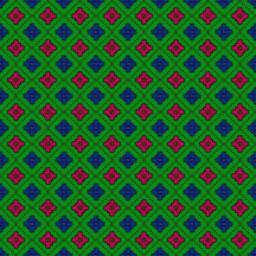 Flower red blue green pattern Stock Illustration