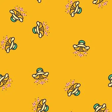 Flower releasing pollen particles vector seamless pattern Stock Illustration