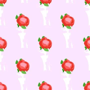 Flower rose buds seamless vector pattern. Repeating background Illustrazione stock