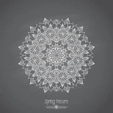 Flower round pattern in chalk on blackboard 스톡 일러스트