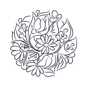 Flower round rosette vector isolated composition. Stock Illustration