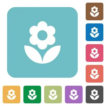 Flower rounded square flat icons Stock Illustration