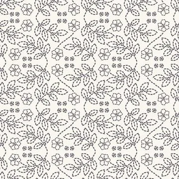 Flower running stitch embroidery pattern. Simple needlework seamless vector Stock Illustration