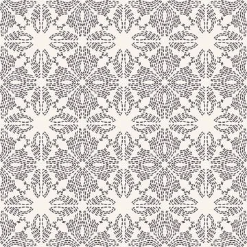 Flower running stitch embroidery pattern. Simple needlework seamless vector Stock Illustration