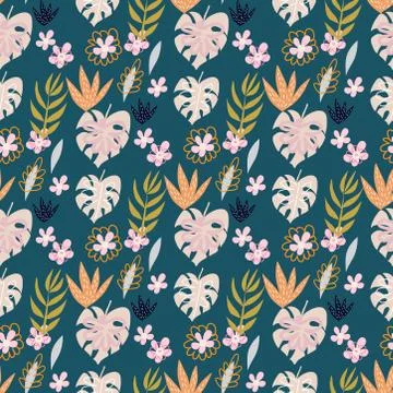 Flower savanna pattern Stock Illustration