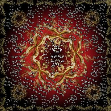 Flower seamless background. Endless. Illustration in red, black and brown colors 스톡 일러스트