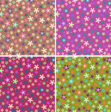 Flower seamless color pattern set Stock Illustration