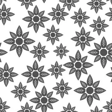 Flower seamless pattern background icon. Flat vector illustration. Flower sig Stock Illustration