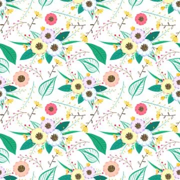 Flower seamless pattern background. Vector illustration. Stock Illustration