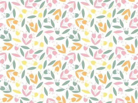 Flower seamless pattern in pastel colors. Hand drawn background for textile Stock Illustration