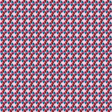 Flower Seamless Pattern with Red and Blue Gradient Hearts Stock Illustration