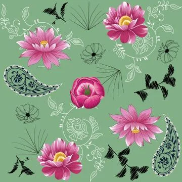 Flower seamless pattern with small floral background Stock Illustration