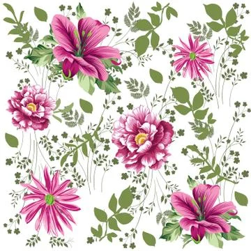 Flower seamless pattern with small floral background Stock Illustration