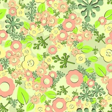 Flower seamless pattern. Vector illustration. Spring summer red green Stock Illustration