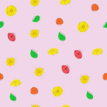 Flower seamless pattern vector illustration on pink background Stock Illustration