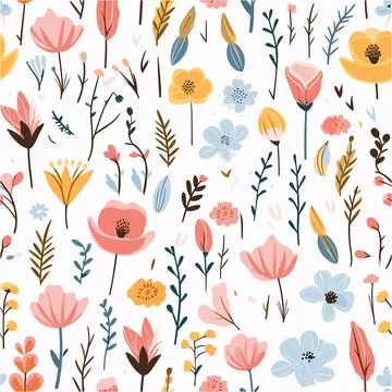Flower Seamless Pattern Vector Illustration Stock Illustration