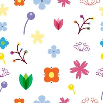 Flower seamless pattern on white background Illustrazione stock