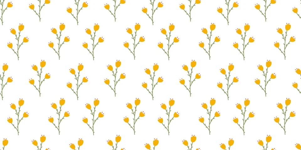 Flower seamless Pattern on white background. Spring floral repeating design.. 스톡 일러스트