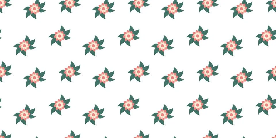 Flower seamless Pattern on white background. Spring floral repeating design.. Stock Illustration