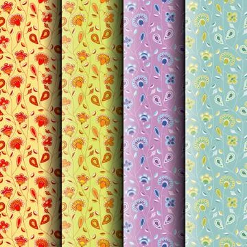 Flower seamless patterns Stock Illustration
