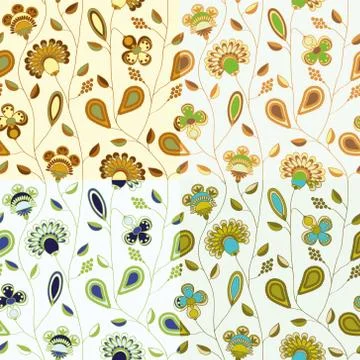 Flower seamless patterns Stock Illustration