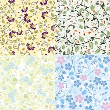 Flower seamless patterns Ilustração Stock