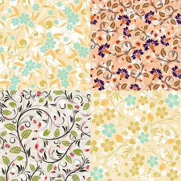 Flower seamless patterns Illustrazione stock