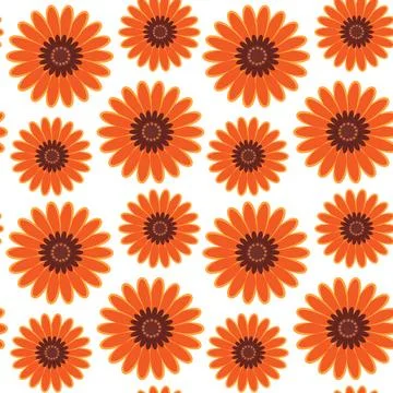 Flower seamless vector pattern, bright orange flowers Illustrazione stock