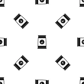 Flower seeds in package pattern seamless black Illustrazione stock