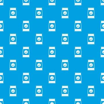 Flower seeds in package pattern seamless blue Stock Illustration