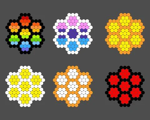Flower set pattern. Pixel dot Flower set image. Vector Illustration of pixel  스톡 일러스트
