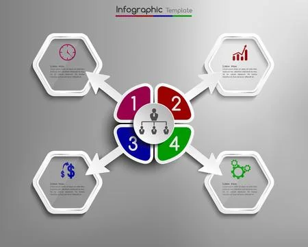 Flower Shape 4 Steps Business Infographic Stock Illustration