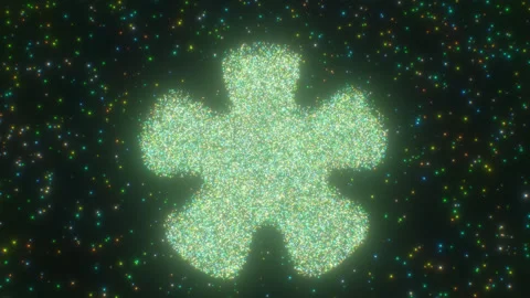 Flower Shape Green Point Lights Bright Neon Glowing Particles Sparkle Видео 331288905