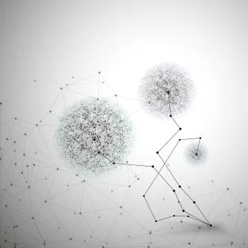 Flower in the shape of molecular structure, gray background for communication, Stock Illustration