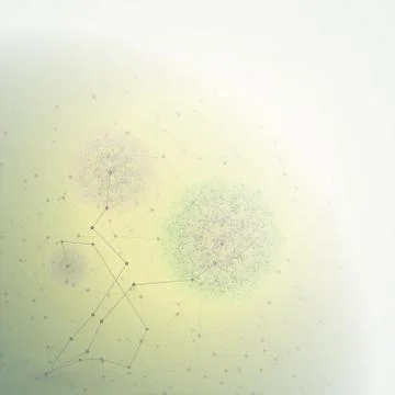 Flower in the shape of molecular structure, yellow background for communication Stock Illustration