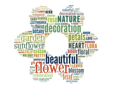 Flower shape, word cloud concept Stock Illustration