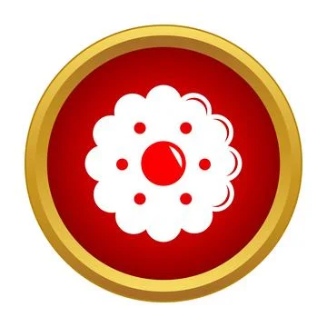Flower shaped biscuit icon in red button 스톡 일러스트