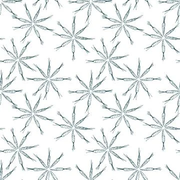 Flower shaped carrot seamless pattern. Vector graphics. Black contour Stock Illustration
