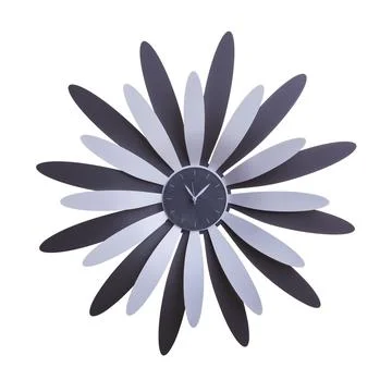 Flower-shaped clock with white and green petals. isolated white background Stock Photos