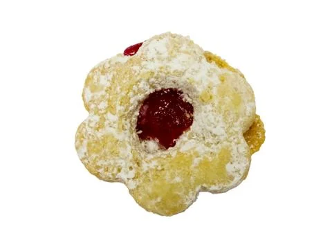 Flower shaped jam cookie Stock Photos