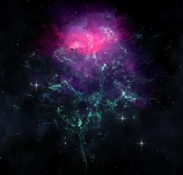 Flower-Shaped Nebula in Deep Space Stock Illustration