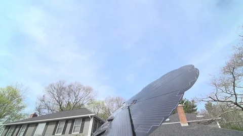 Flower shaped solar panel in garden Stock Footage 93525681